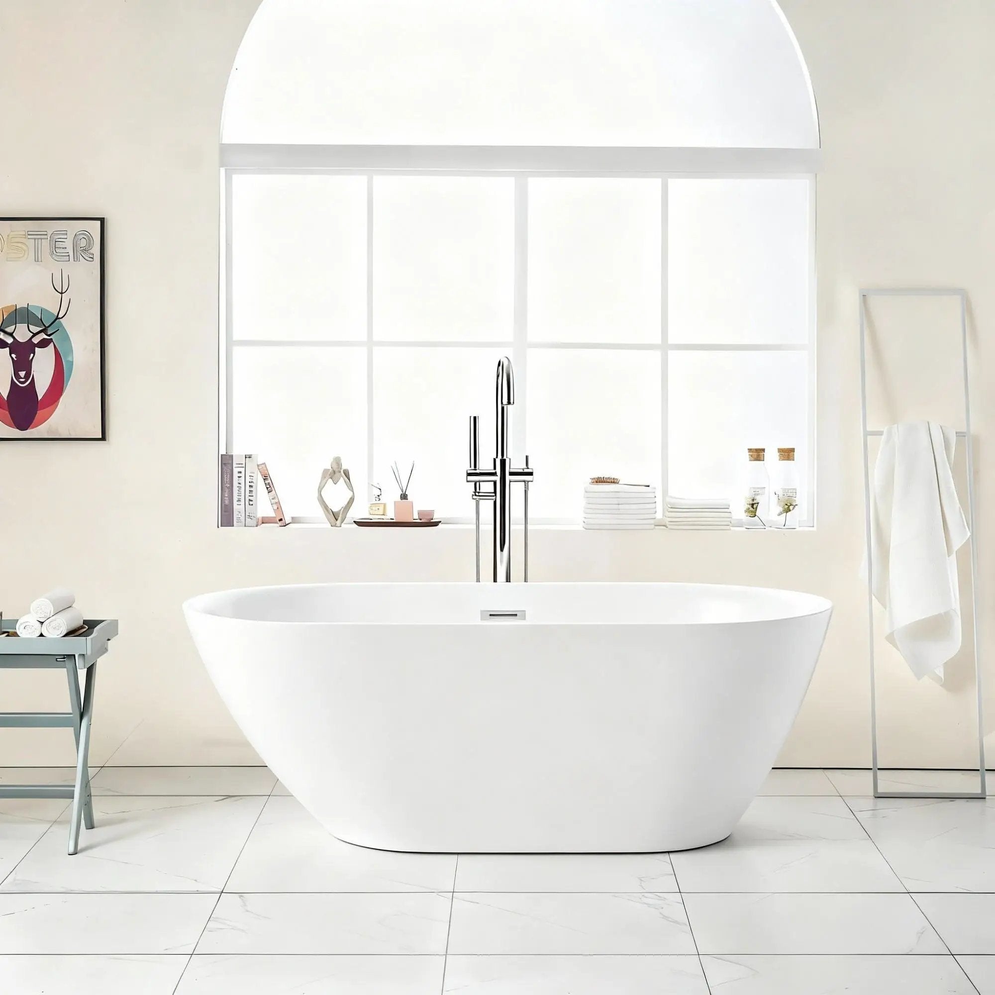 Glossy Freestanding Bathtub With Pop Up Drain by HouseOfZazla