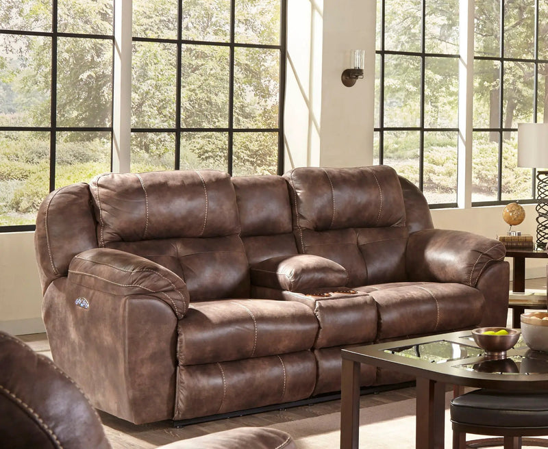 Ferrington - Power Lay Flat Reclining Console Loveseat with Power Adjustable Headrest by Unique Piece Furniture