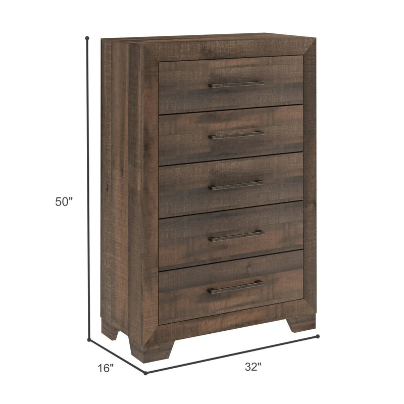 5 Drawer Chest With Casual Style - Brown by HouseOfZazla