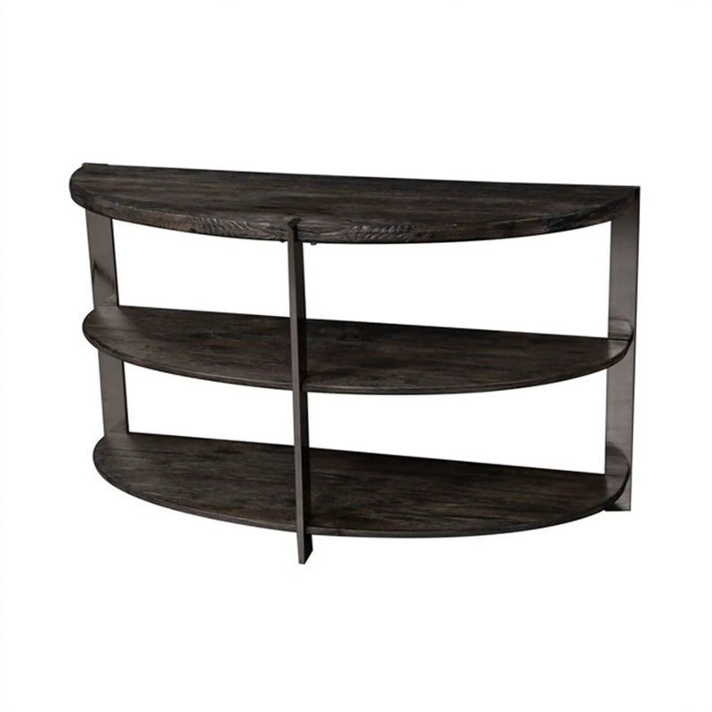 Kalne Console Table Half Moon Shape with 2 Open Shelves by HouseOfZazla