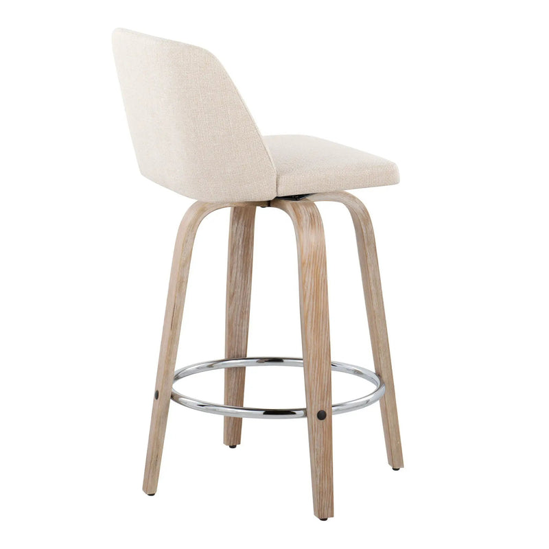 Toriano - Contemporary Fixed Height Counter Stool With Swivel & Round Footrest Modern Design (Set of 2) by Unique Piece Furniture