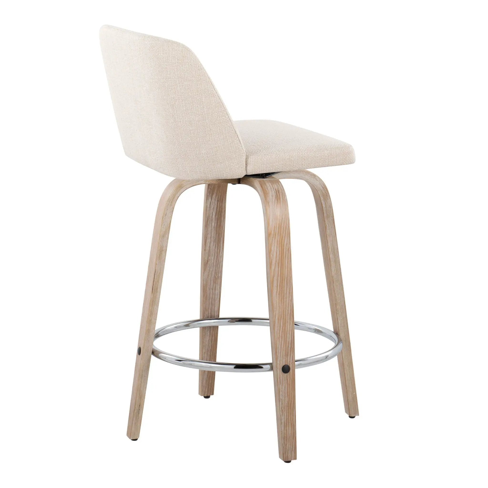 Toriano - Contemporary Fixed Height Counter Stool With Swivel & Round Footrest Modern Design (Set of 2) by HouseOfZazla