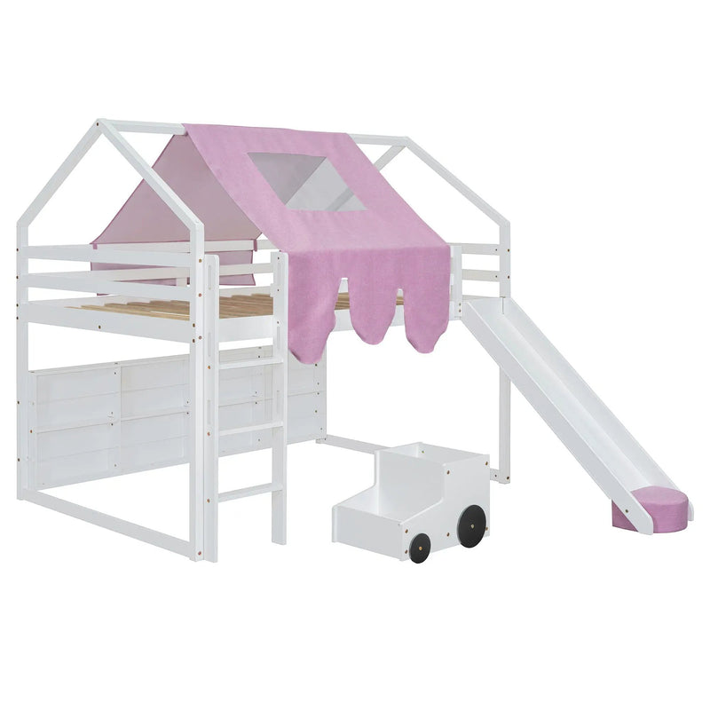 Loft Bed With House Shaped Frame And Tent by HouseOfZazla