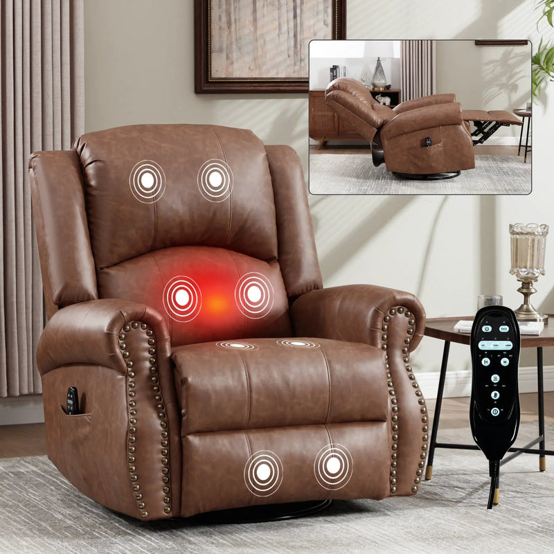 Heat Massage Manual Recliner Chair with Rocker and Swivel by HouseOfZazla