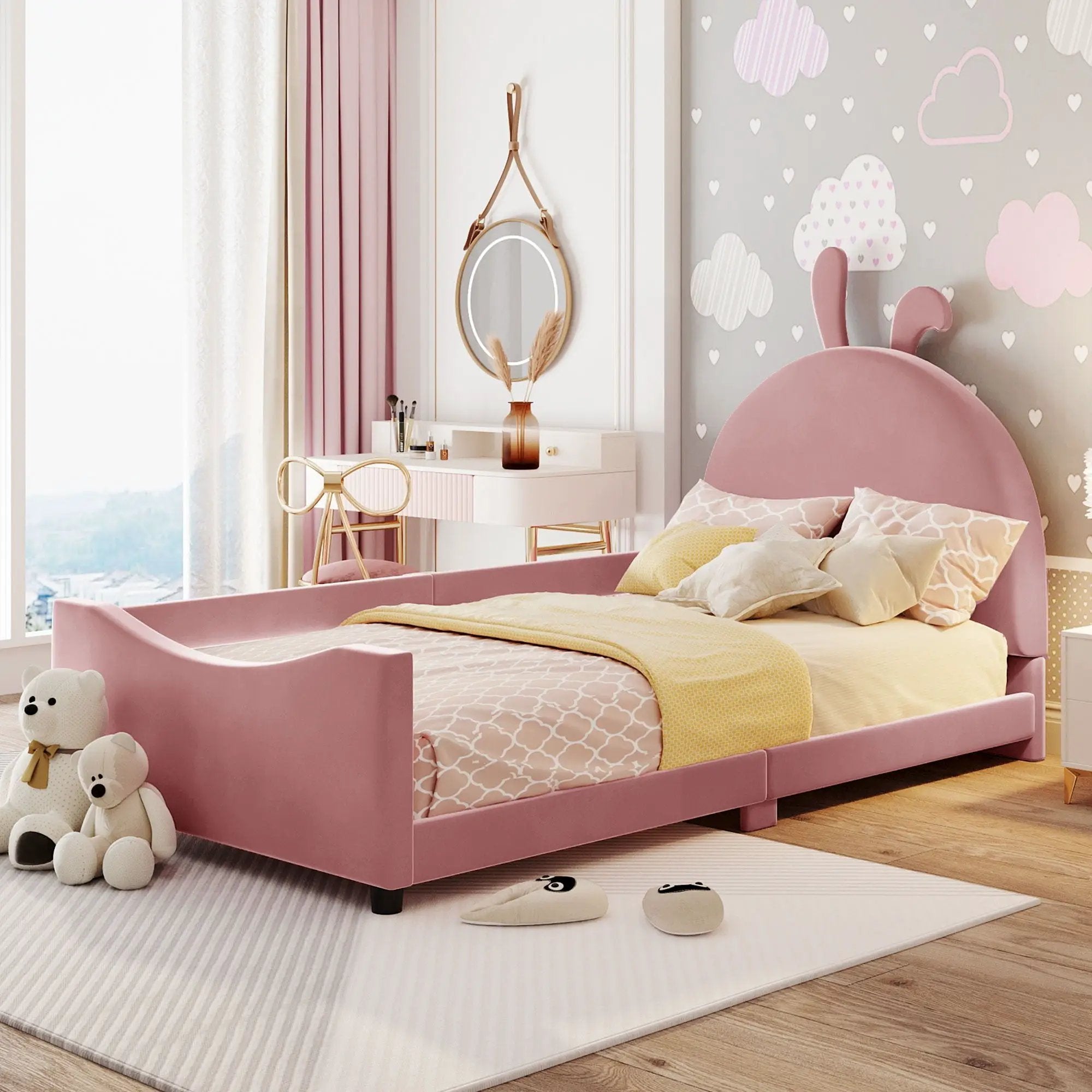 Upholstered Daybed With Rabbit Ear Shaped Headboard by HouseOfZazla