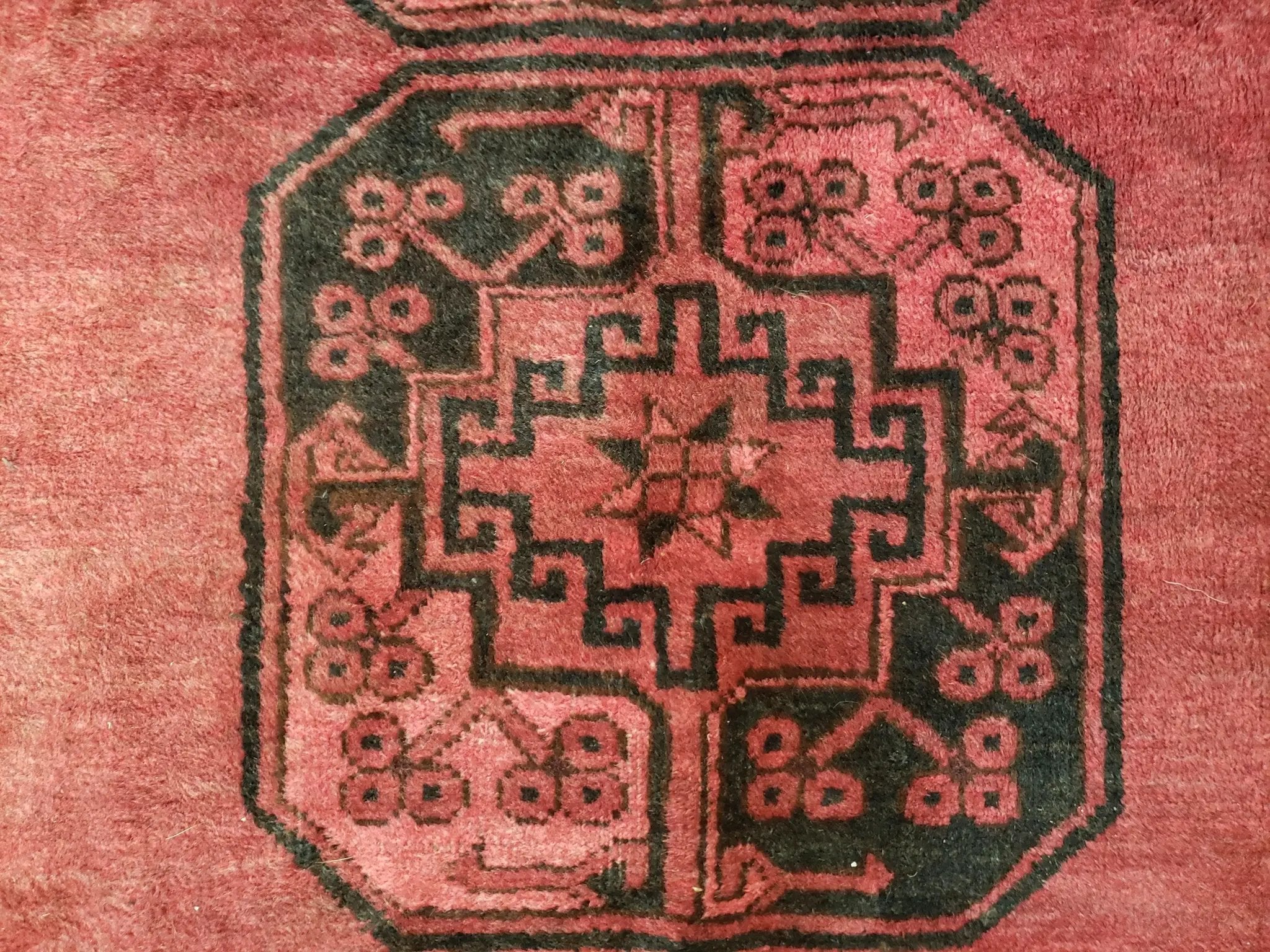 Antique Bukhara Area Rug, Vintage Afghan Bokhara Bashir Rug, 4x6 Hand-Knotted Oriental Carpet, Red & Black Wool Rug, 4' x 5'9 by Jewel Rugs