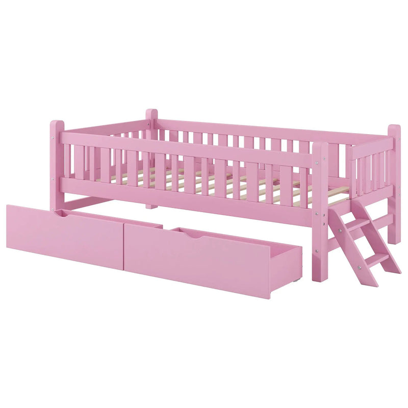 Platform Bed With Guardrail And 2 Drawers by Unique Piece Furniture