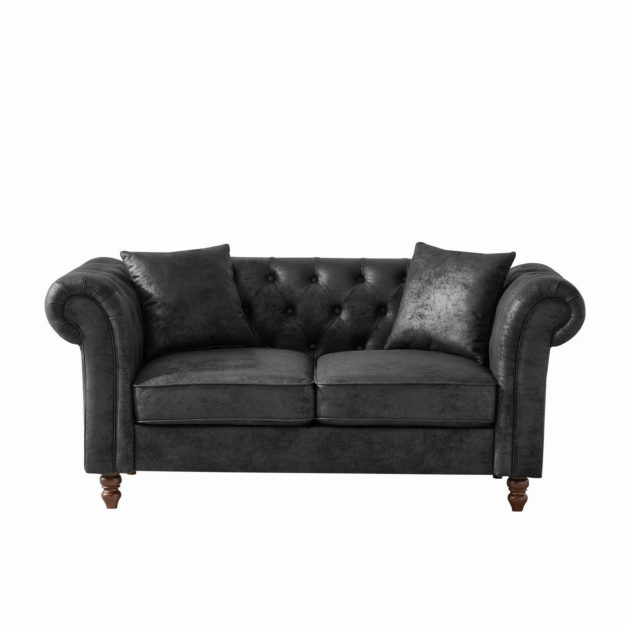Chesterfield Loveseat, High Tech Fabric Roll Armrest by HouseOfZazla