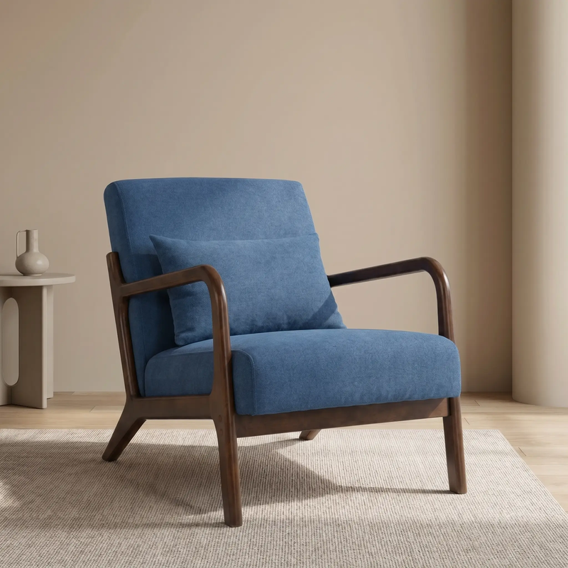 Mid Century Modern Accent Chair with Solid Wood Frame by HouseOfZazla