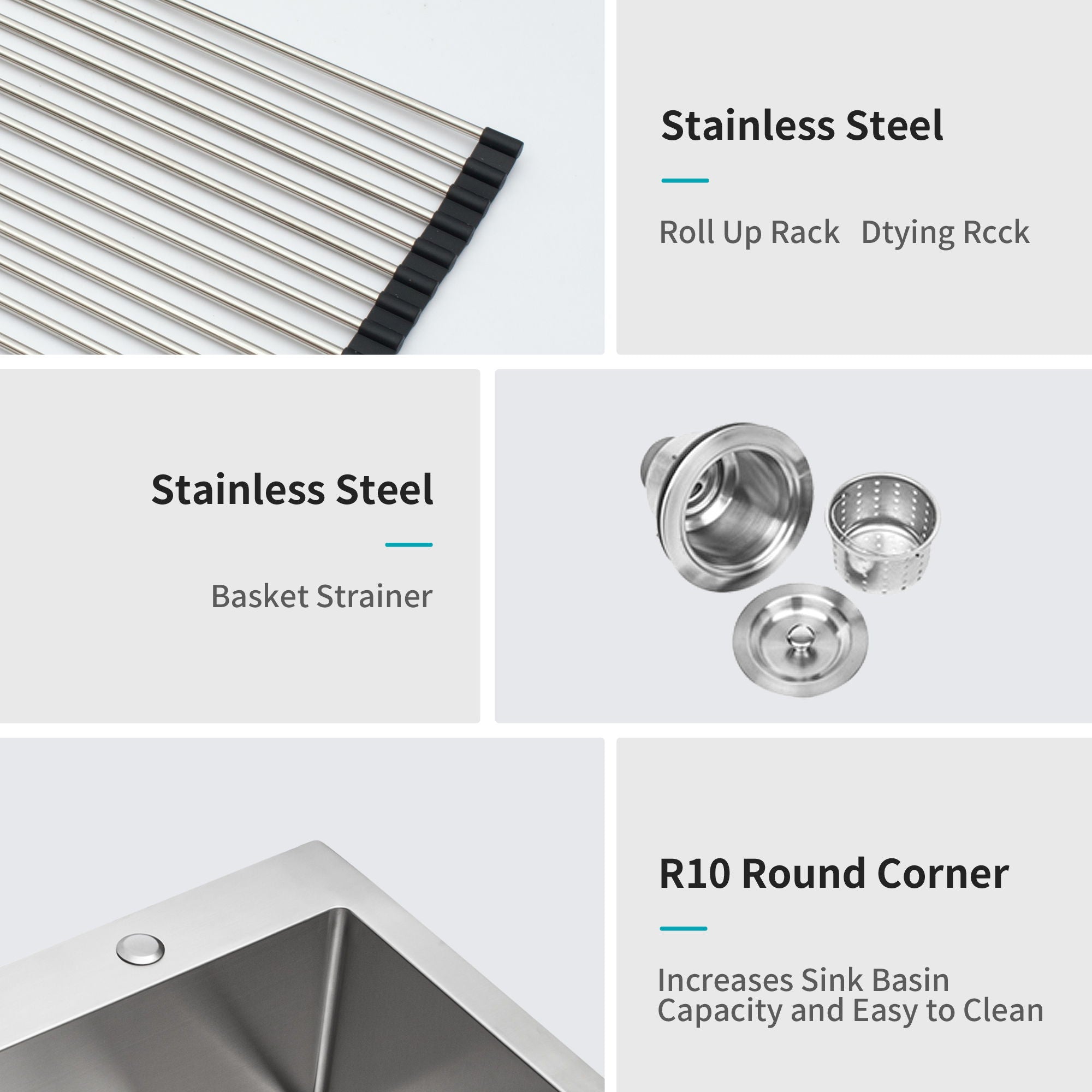 Kitchen Sink Drop In, Stainless Steel Single Bowl, Topmount by HouseOfZazla