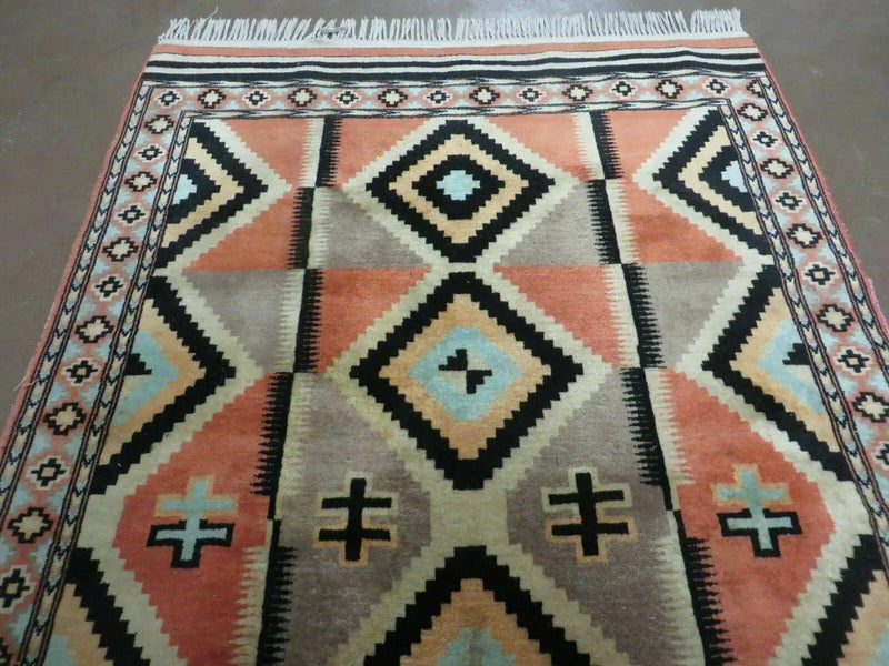 4' X 6' Vintage Handmade Turkish Melas Oushak Wool Rug Carpet Mehrab Red Nice by Jewel Rugs
