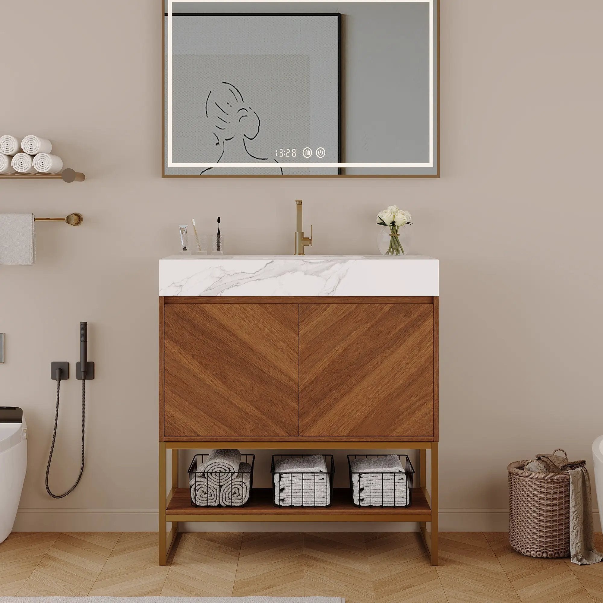 29.9" Modern Free-standing Bathroom Vanity with Ceramic Sink by HouseOfZazla