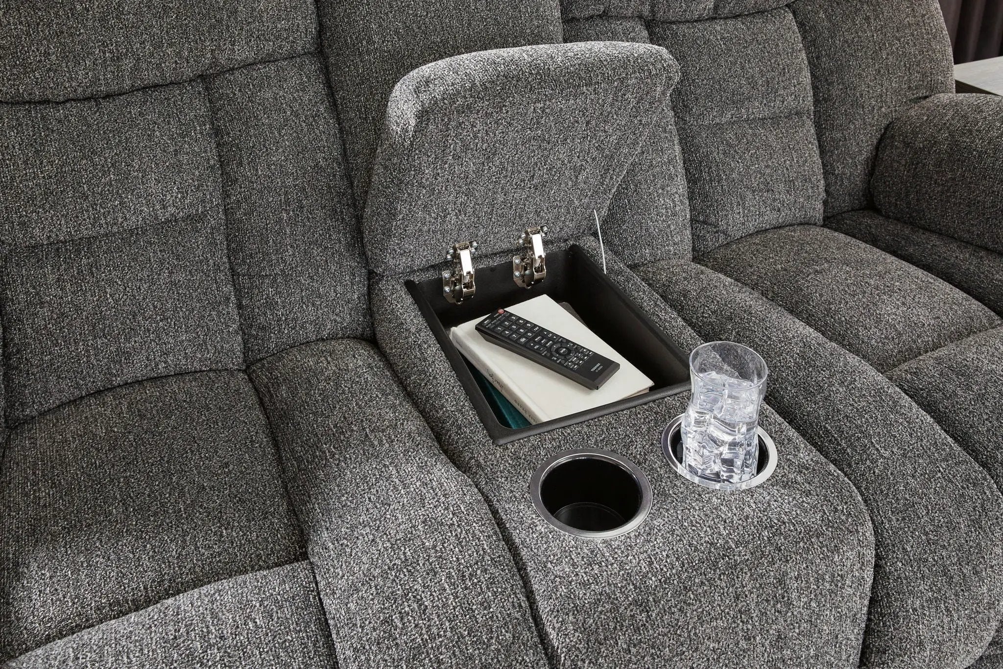 Foreside - Dbl Reclining Loveseat with Console - Charcoal by Unique Piece Furniture