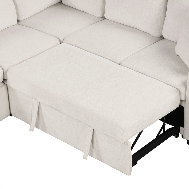 Sectional Sofa Convertible Pull-Out Sofa Bed With A Movable Storage Ottoman For Living Room by HouseOfZazla