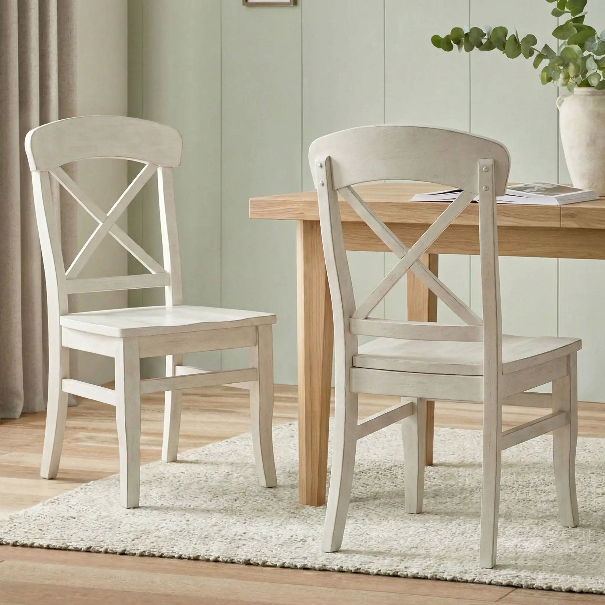 Harola - Cross-Back Dining Side Chairs In (Set of 2) - Smoky White by Unique Piece Furniture