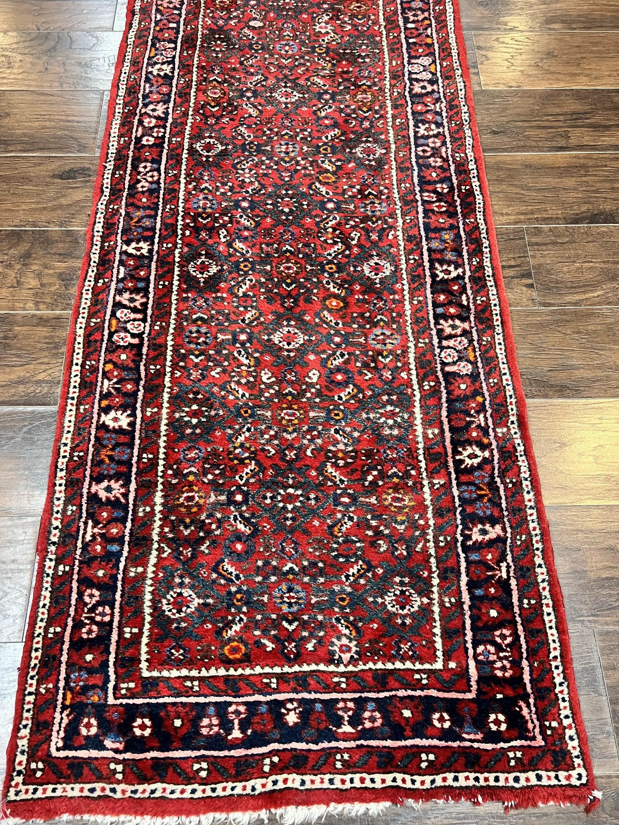 Long Persian Runner Rug 2.9 x 17, Red Handmade Wool Rug for Hallway, Antique Persian Carpet, 17ft Runner, Persian Hamadan Dargazine Rug by Jewel Rugs