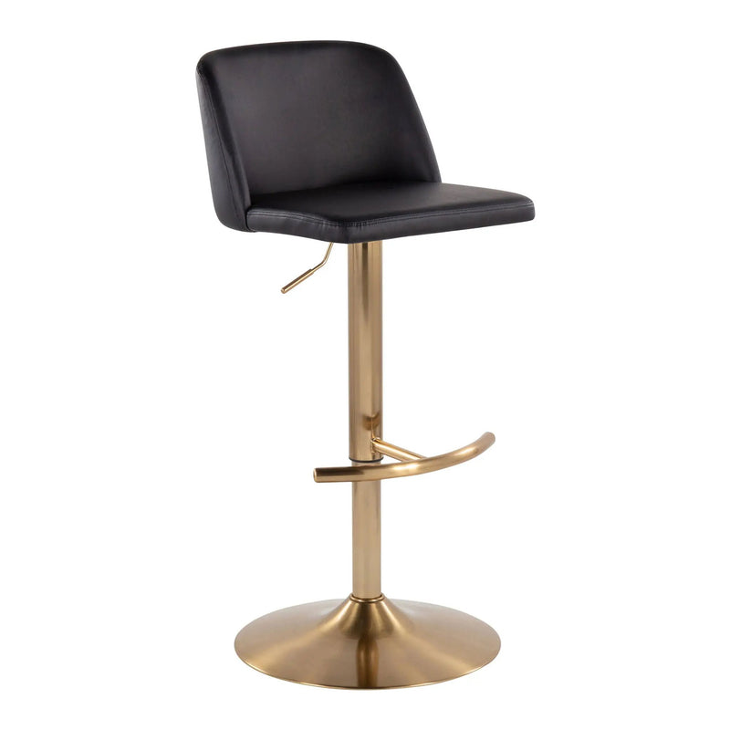 Toriano - Contemporary Adjustable Barstool With Swivel With Rounded T Footrest (Set of 2) by HouseOfZazla