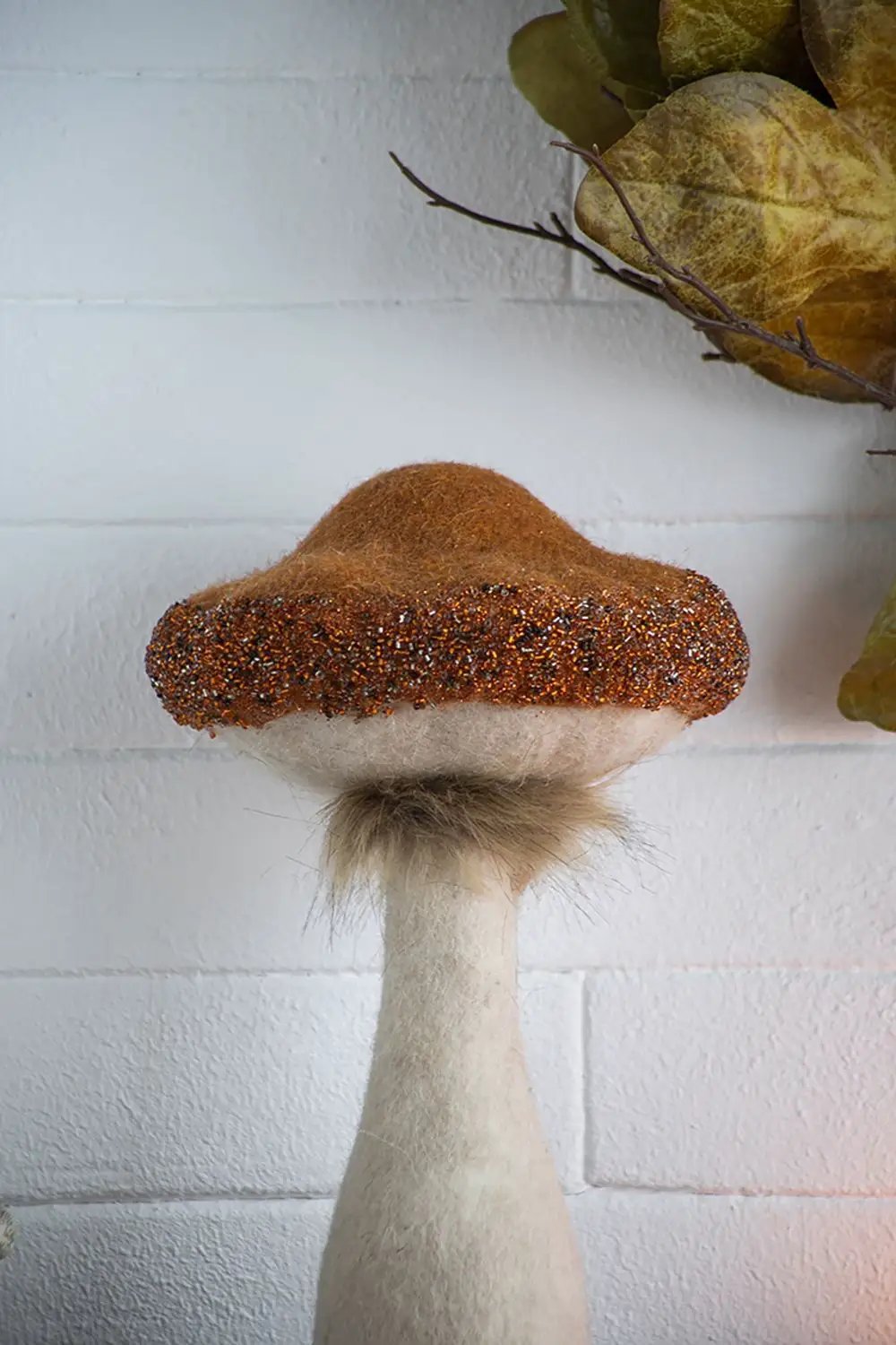 Mushroom Holiday Ornament, For Harvest Festival Fall Festival & Thanksgiving Table Decorations (Set of 2) - Beige / Orange by Unique Piece Furniture