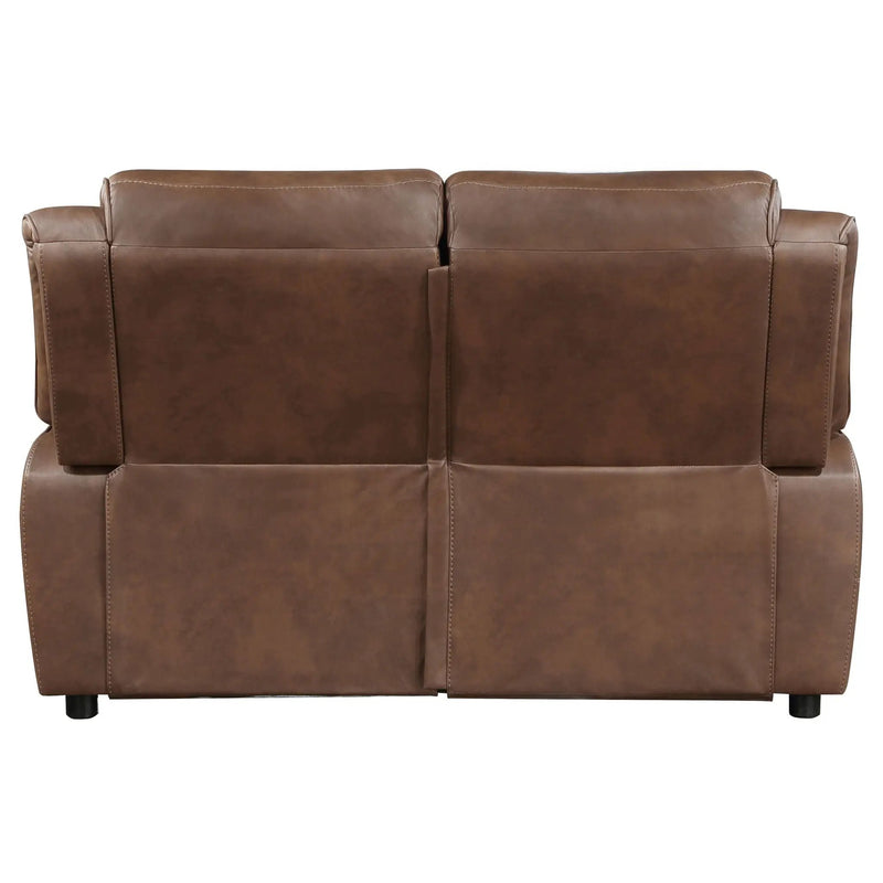 Ellington Upholstered Padded Arm Loveseat Dark Brown by Unique Piece Furniture