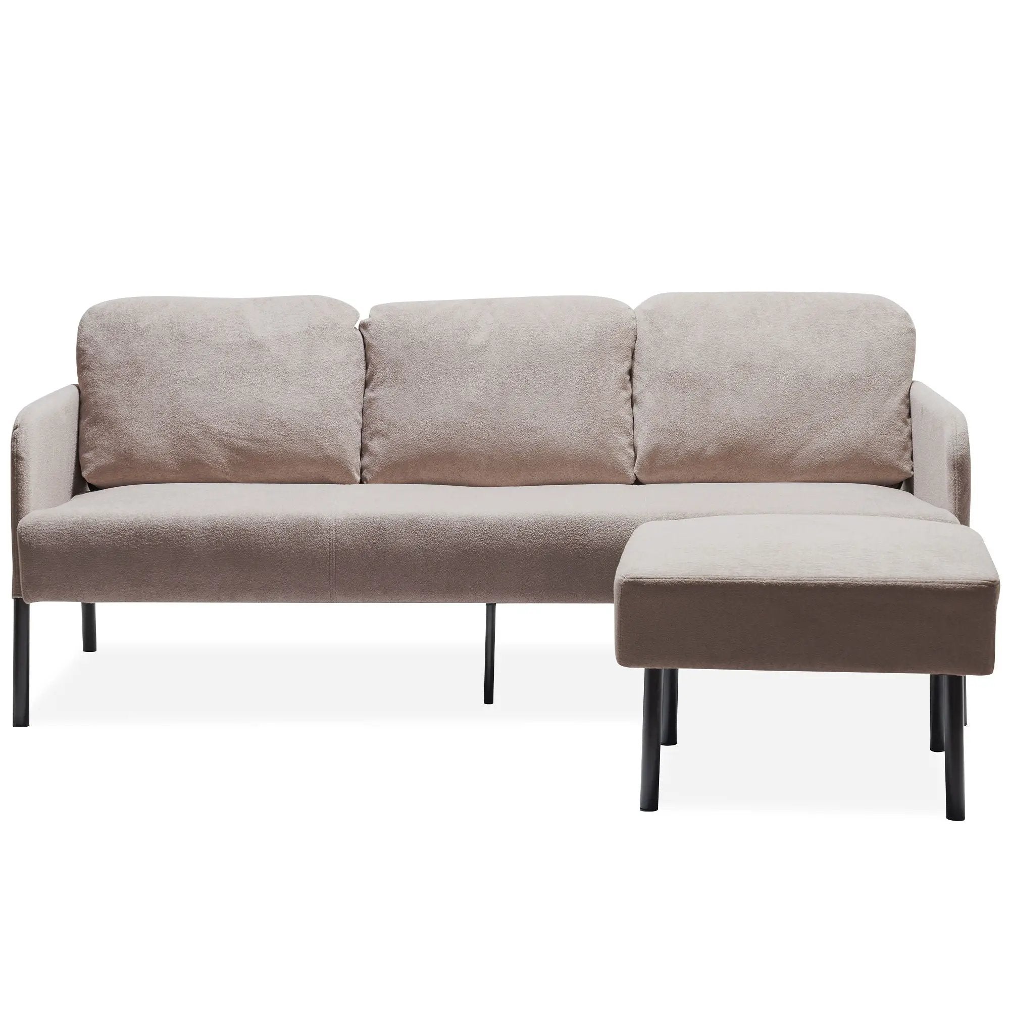 Modern L Shaped 3 Seater Sofa With Ottoman, Upholstered Couch For Small Spaces by Unique Piece Furniture