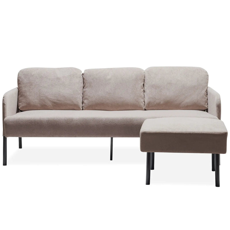 Modern L Shaped 3 Seater Sofa With Ottoman, Upholstered Couch For Small Spaces by HouseOfZazla