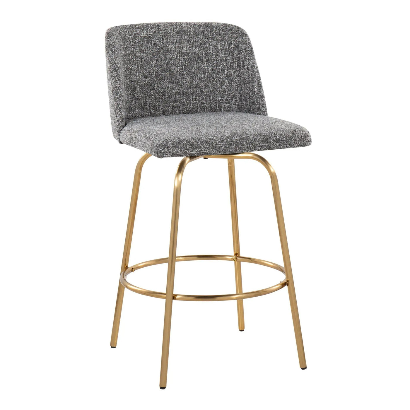 Toriano - Contemporary, Fixed Height Counter Stool With Swivel With Round Footrest (Set of 2) by HouseOfZazla