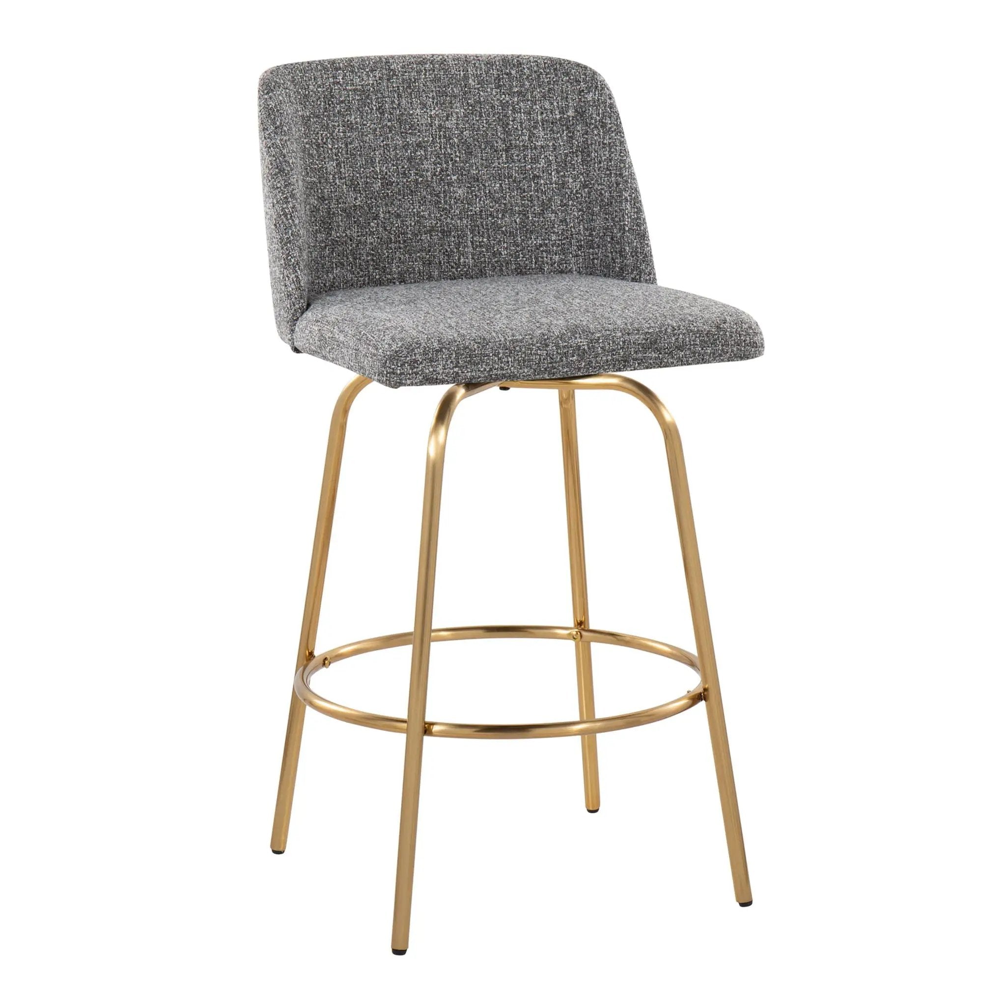 Toriano - Contemporary, Fixed Height Counter Stool With Swivel With Round Footrest (Set of 2) by HouseOfZazla