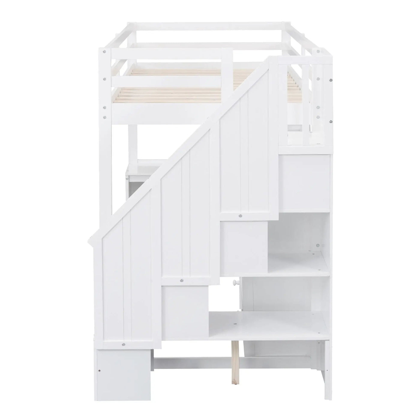 Loft Bed With L Shaped Desk, Drawers, Cabinet, And Storage Staircase by HouseOfZazla