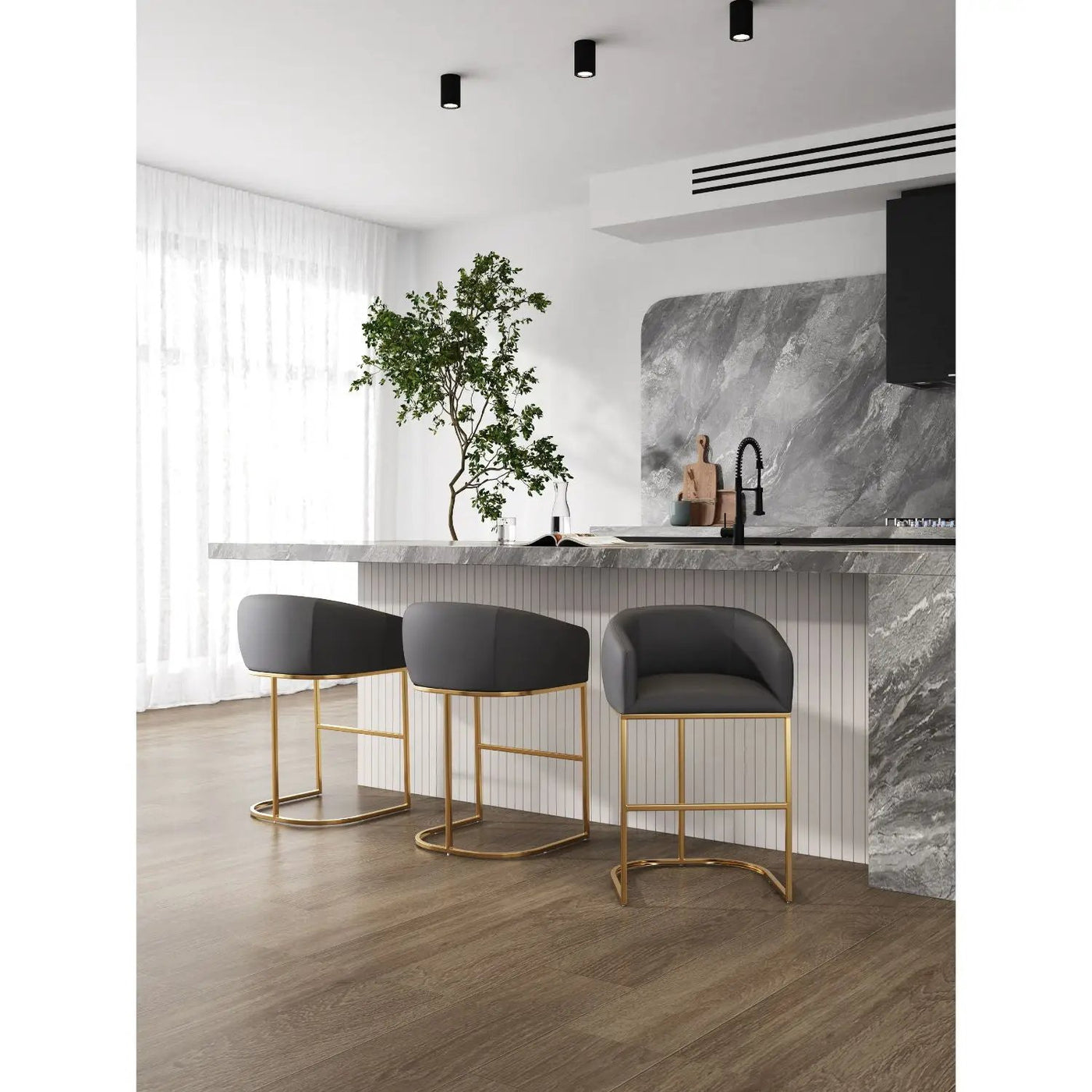 Mid-Century Modern Stool With Steel Base by HouseOfZazla