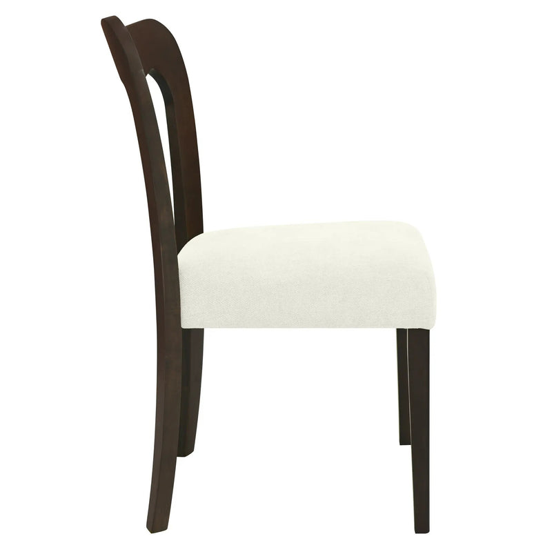 Dining Chair Without Arm Set of 2 (Dark Brown + Beige) by HouseOfZazla