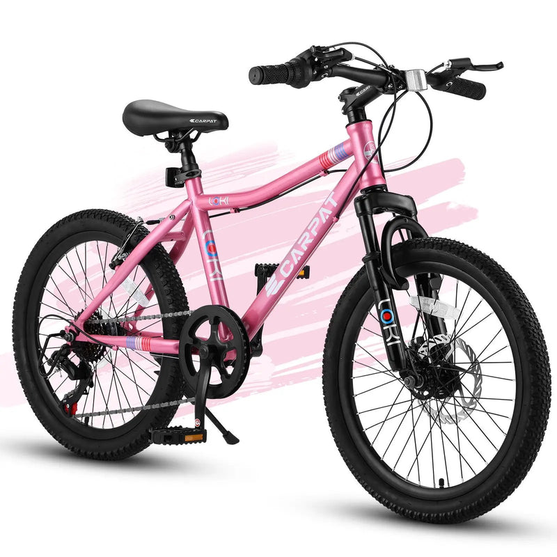 S20101 20" Kids' Bike, Boys Girls Mountain Bike Ages 8-12, 7 Speed Teenager Children Kids' Bicycles, Front Suspension Disc Brake Rear V-Brake, High Steel Frame by HouseOfZazla