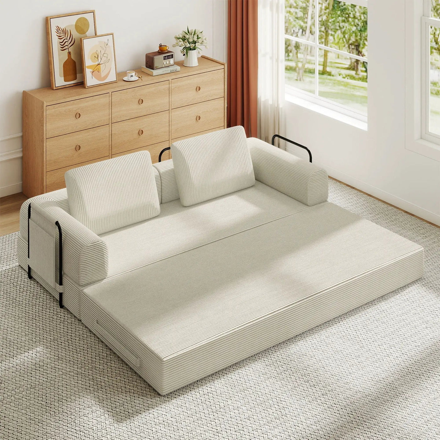Convertible Sleeper Sofa Bed With Cylindrical Pillow by HouseOfZazla