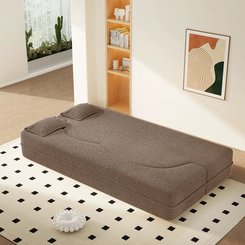 Modern Floor Sleeper Sofa Bed With 2 Pillows, Convertible Twin Size Folding Mattress For Living Room by HouseOfZazla