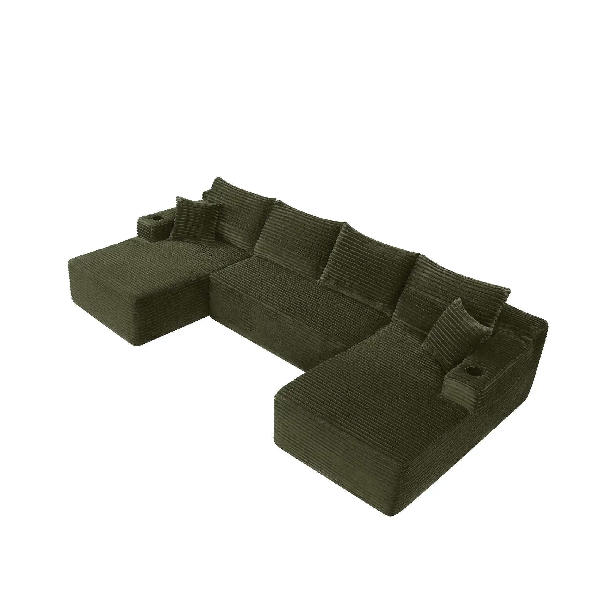 134" Cloud Sectional Sofa with U-Shape Chaise and Side Pockets by HouseOfZazla