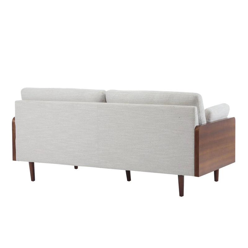 Mid Century Moderne Sofa With Wood Sides by HouseOfZazla