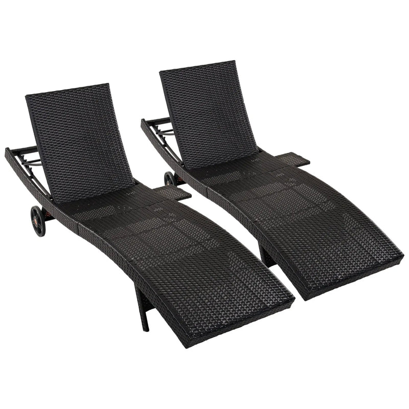 K&K 80'' Patio Wicker Chaise Lounge Chairs Set of 2 by HouseOfZazla