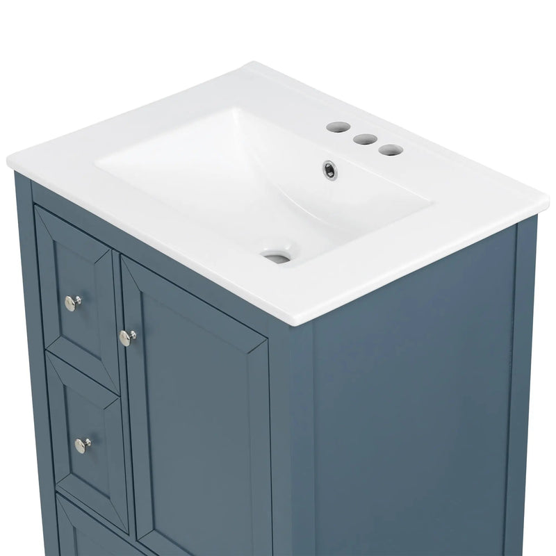 Modern Bathroom Vanity With Sink, Soft Close Drawers & Door, Storage Rack by HouseOfZazla