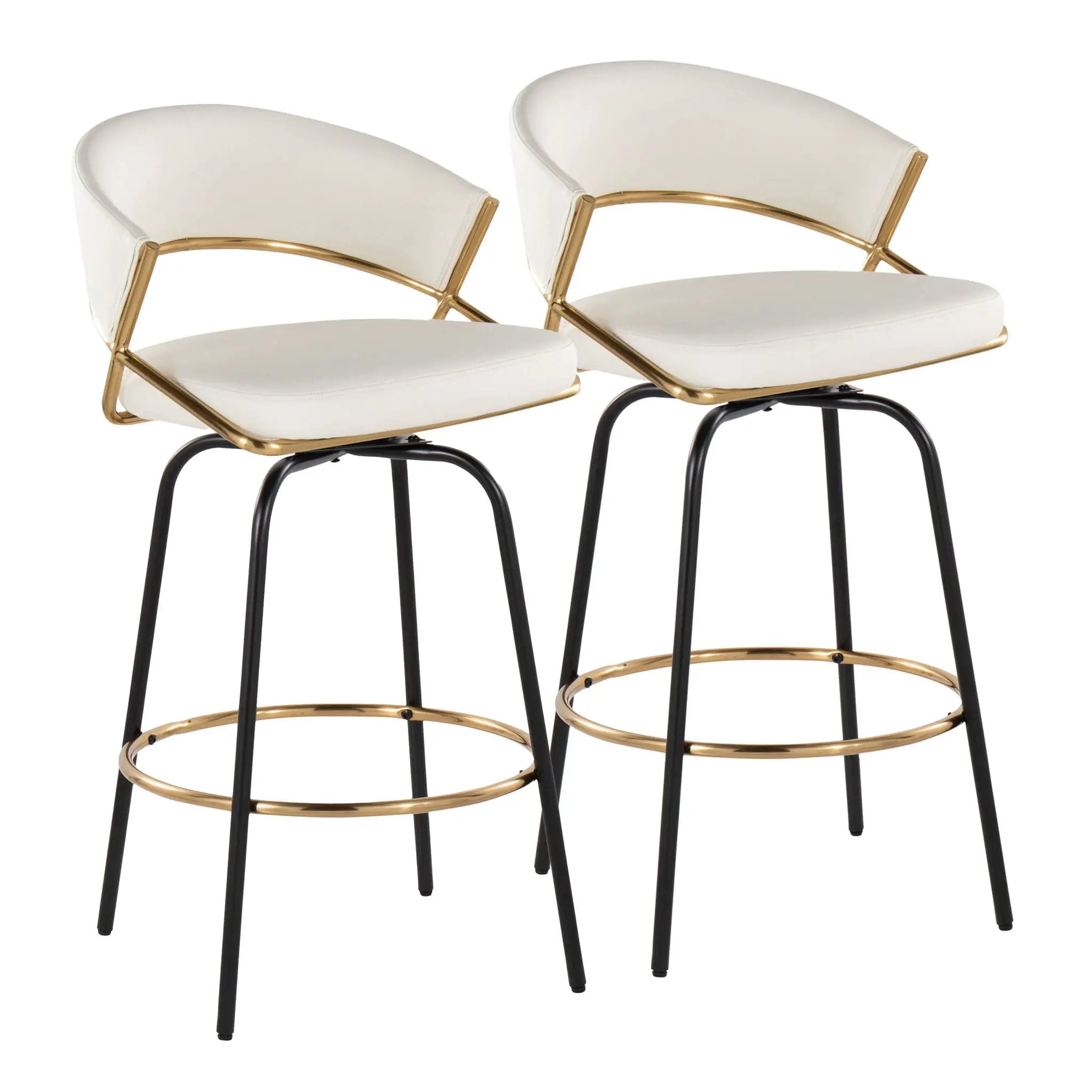 Jie - Fixed Height Contemporary Counter Stool With Swivel Round Footrest (Set of 2) by HouseOfZazla