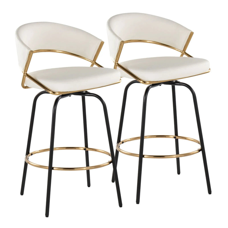 Jie - Fixed Height Contemporary Counter Stool With Swivel Round Footrest (Set of 2) by HouseOfZazla