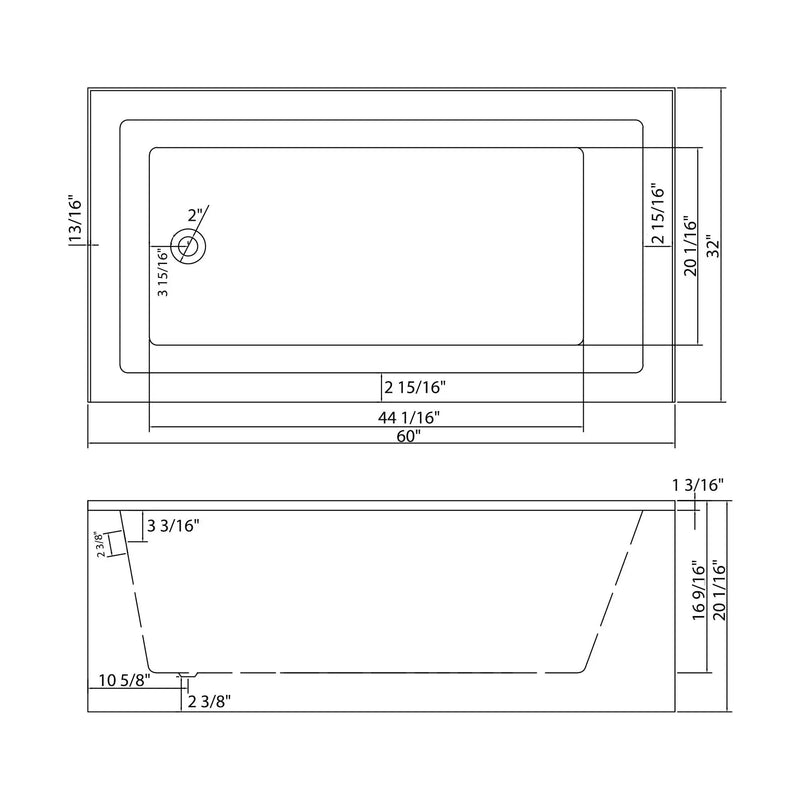 Alcove Soaking Bathtub With Skirt - Back-To-Wall Design, Compact - Glossy White by HouseOfZazla