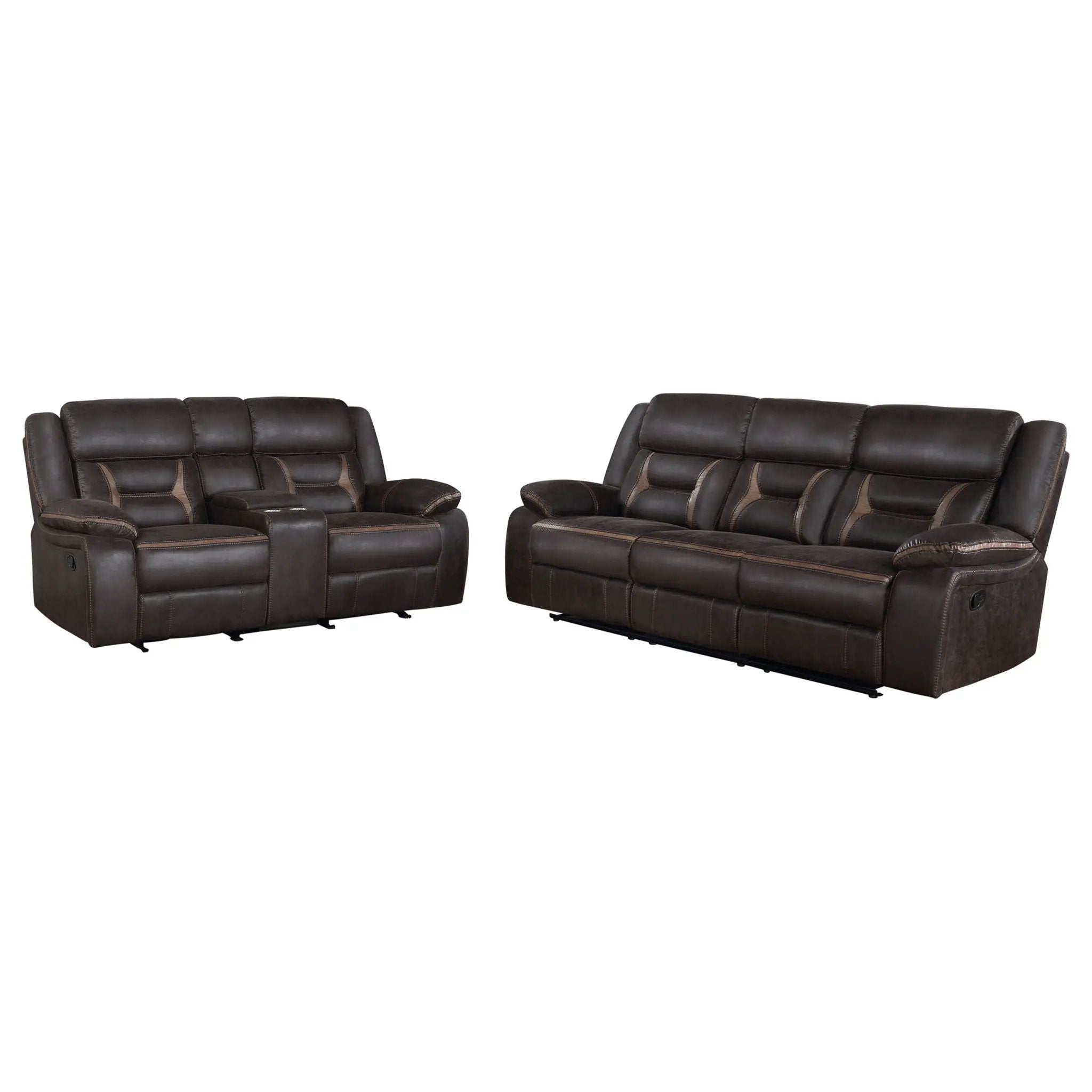 Greer 2-piece Upholstered Reclining Sofa Set Brown by Unique Piece Furniture