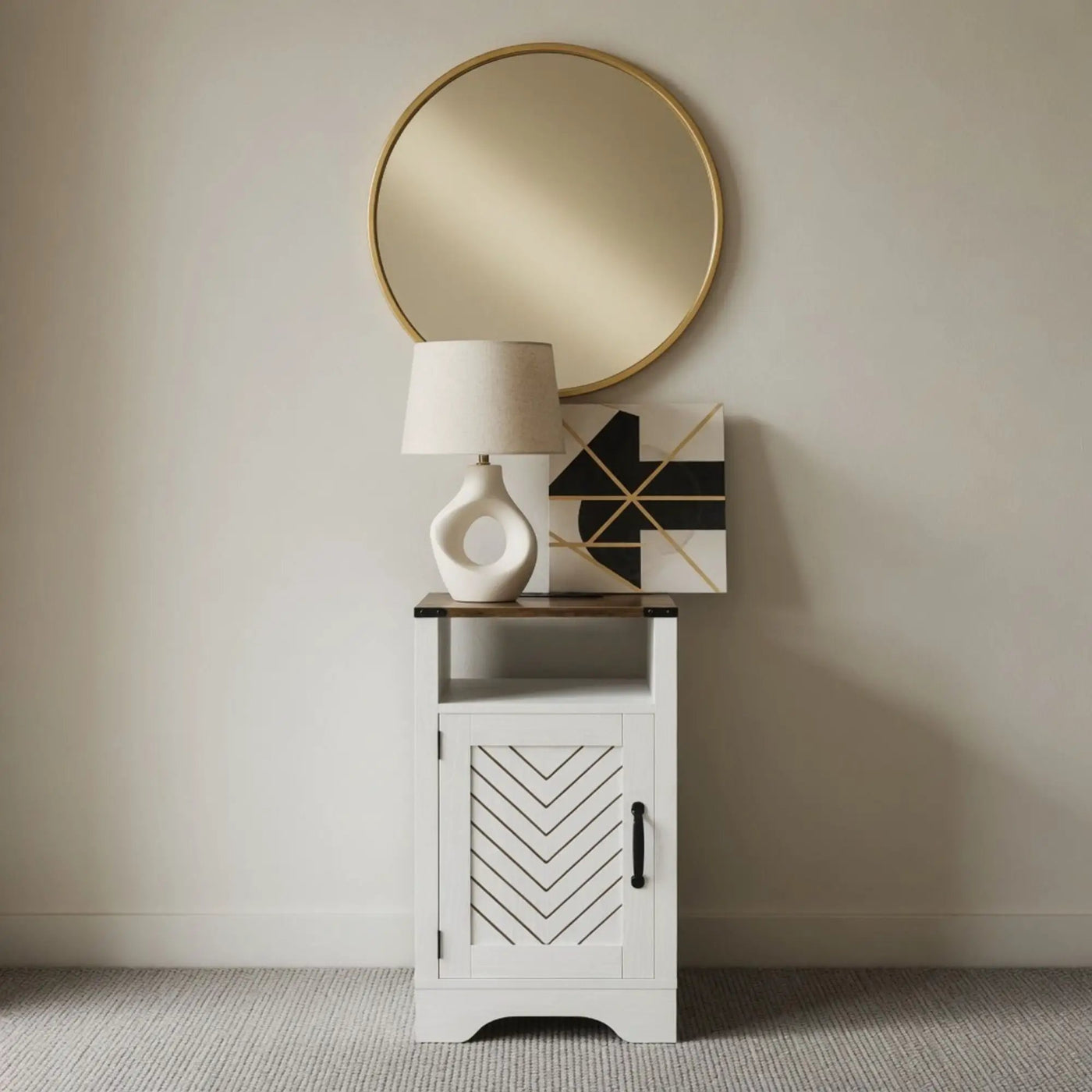 Farmhouse Nightstand With Charging Station & Storage by HouseOfZazla