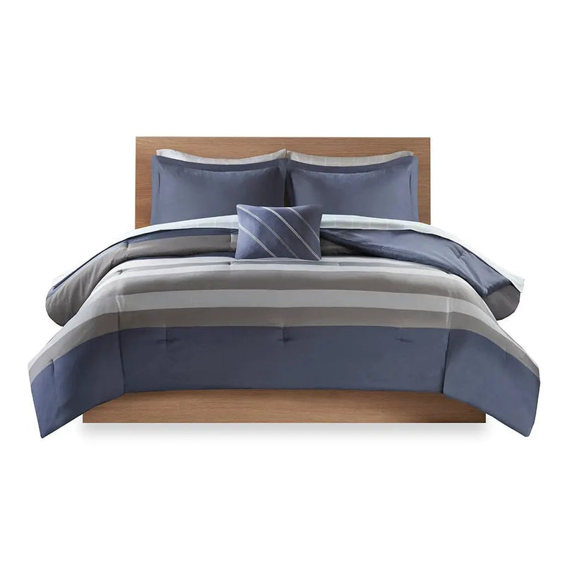 Queen Striped Comforter Set with Bed Sheets by HouseOfZazla