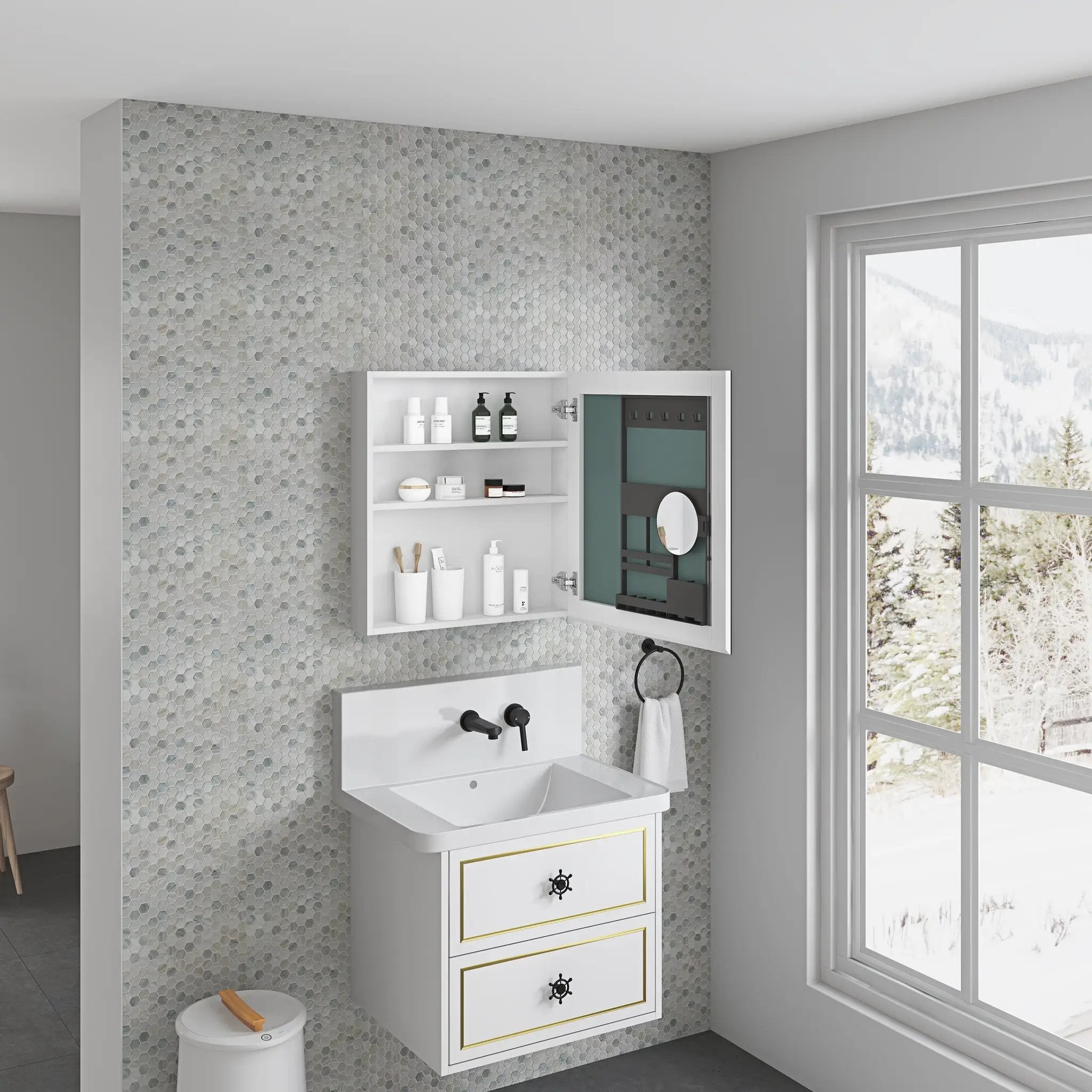24'' W x 26'' H Surface Frameless Mirror Medicine Cabinet by HouseOfZazla
