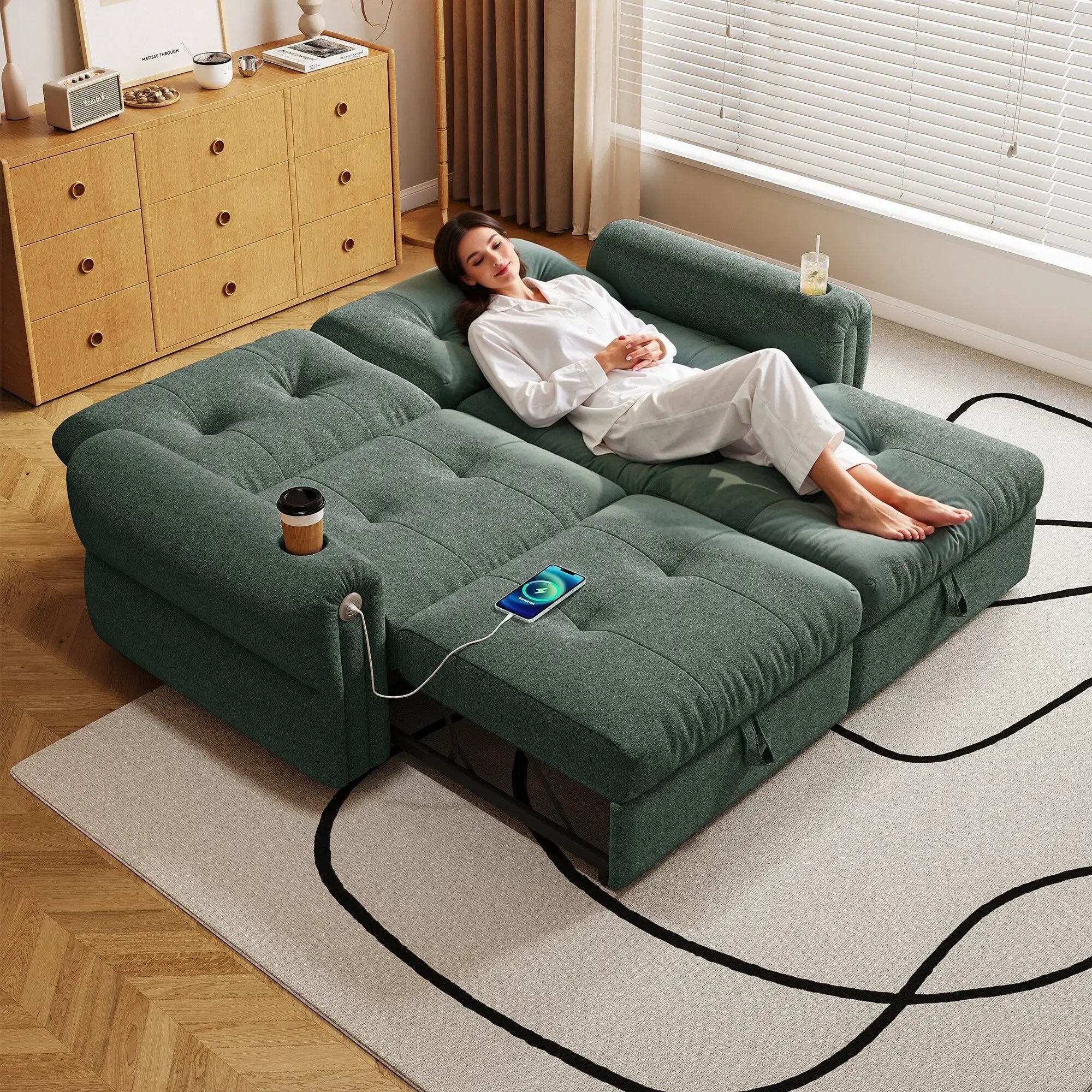 Chenille Convertible Sofa Bed by HouseOfZazla