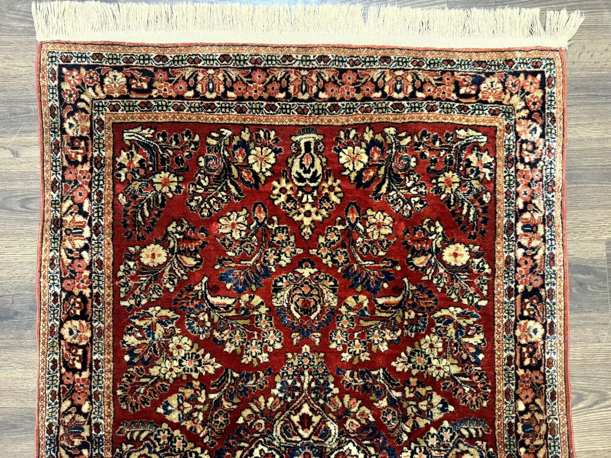 Antique Persian Sarouk Rug 3x5, Red, Floral, 200 KPSI by Jewel Rugs