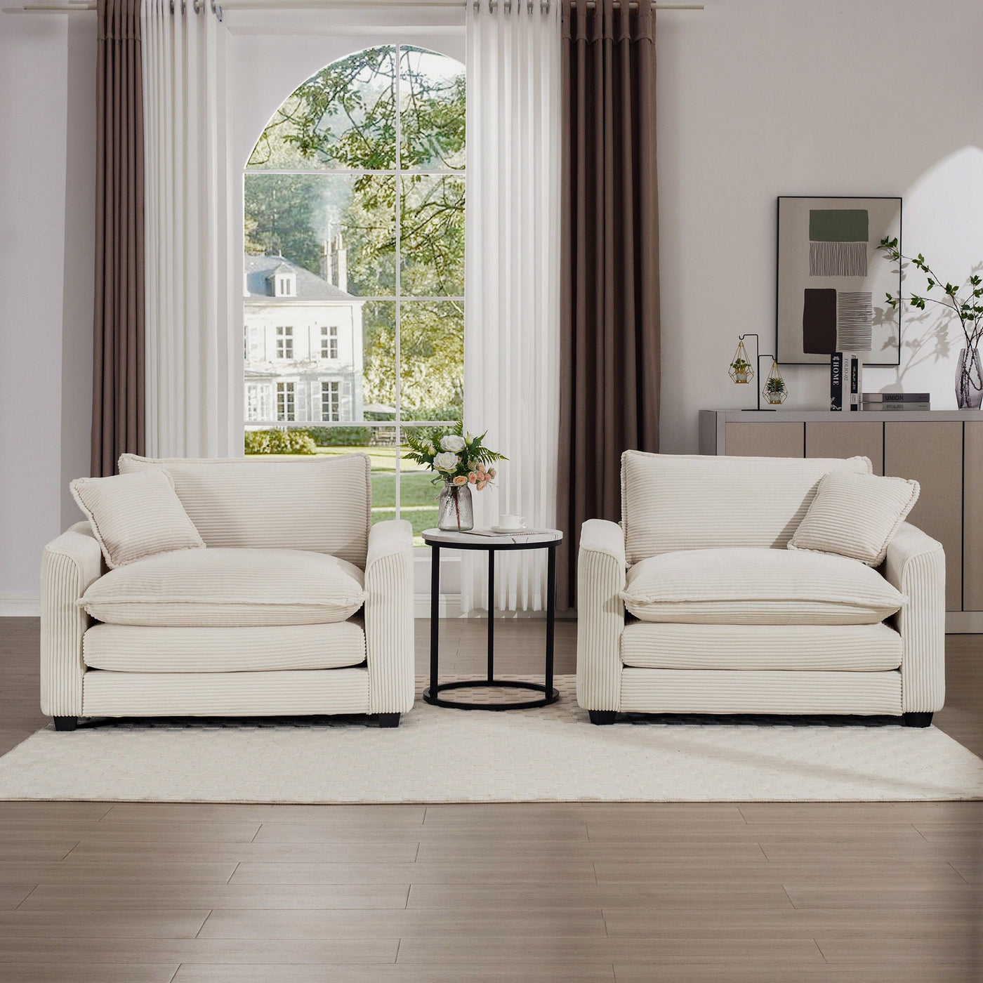 Modern Classic Fabric Single Chair Deep Seat Sofa With Pillow by Unique Piece Furniture