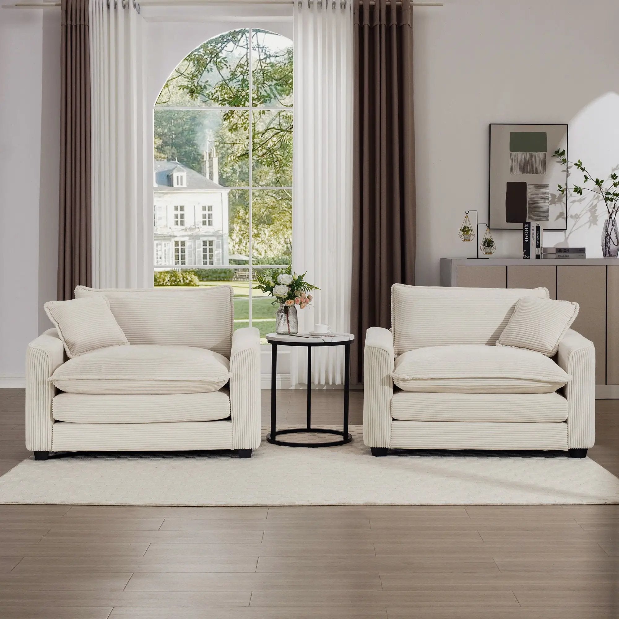 Modern Classic Fabric Single Chair Deep Seat Sofa With Pillow by Unique Piece Furniture