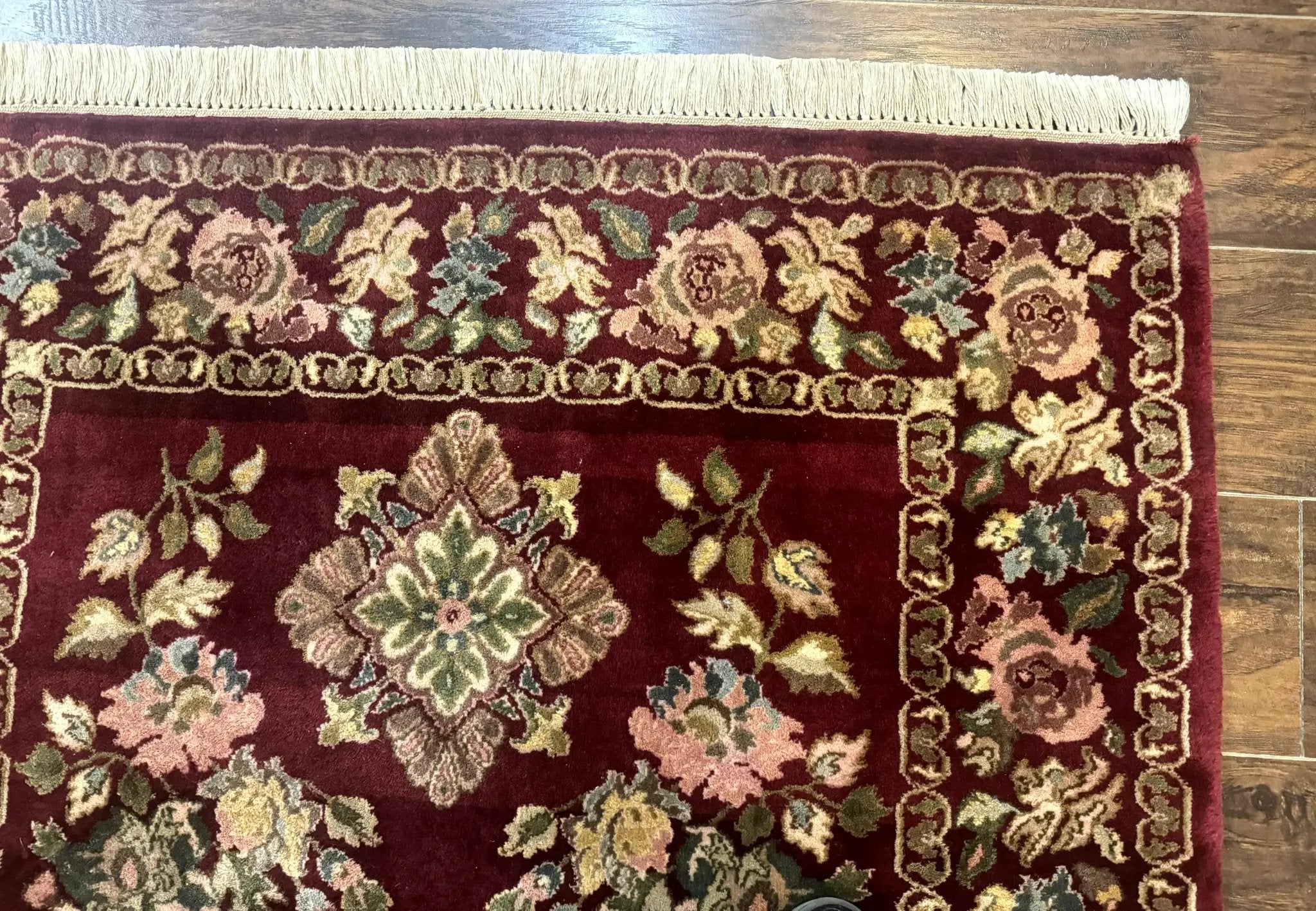 Indo Persian Kerman Rug 4x6, Burgundy, Floral by Jewel Rugs