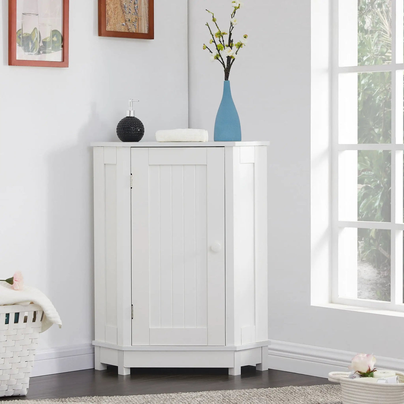 Bathroom Cabinet Triangle Corner Storage Cabinet With Adjustable Shelf Modern Style by HouseOfZazla